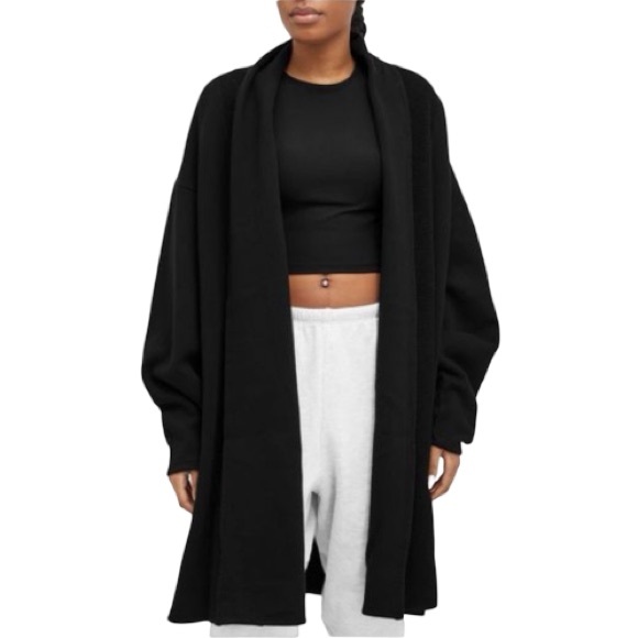 Joah Brown Sweaters - Joah Brown oversized French Terry duster midi length black cardigan